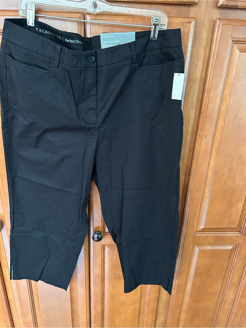 New Talbots Black Straight-Leg Cropped Pants